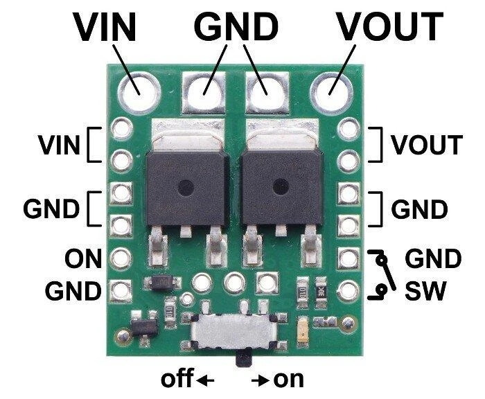Didelis jungiklis Slide MOSFET MP 4.5-40V/8A, su apsauga nuo atvirkštinės srovės, Pololu 2814