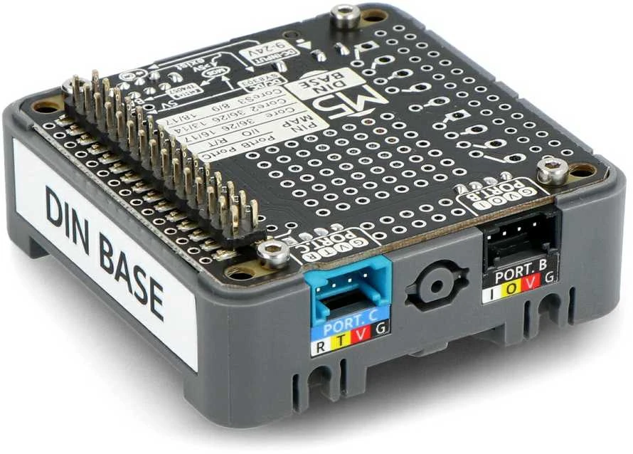 DinBase – dangtelis su 500 mAh baterija – skirtas DIN bėgiui – M5Stack Core kūrimo moduliams – M5Stack M132
