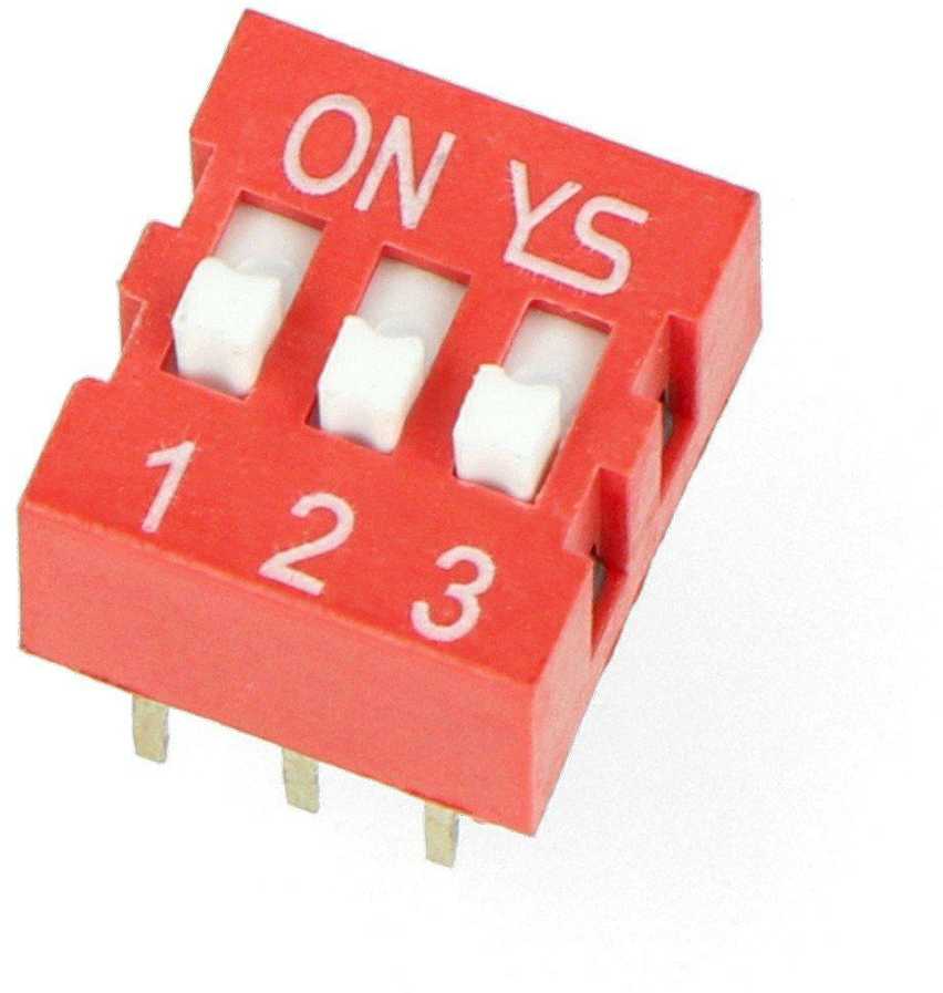 Oem DIP jungiklis 3 polių - raudonas - 5 vnt