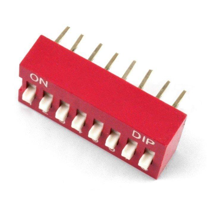 Oem DIP jungiklis 8 polių - raudonas - 5 vnt