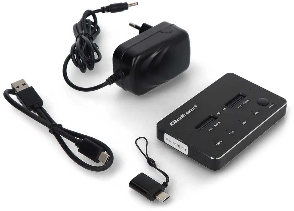 QOLTEC 50310 Drive Docking Station 2x SSD M.2 SATA / NGFF / USB Type C