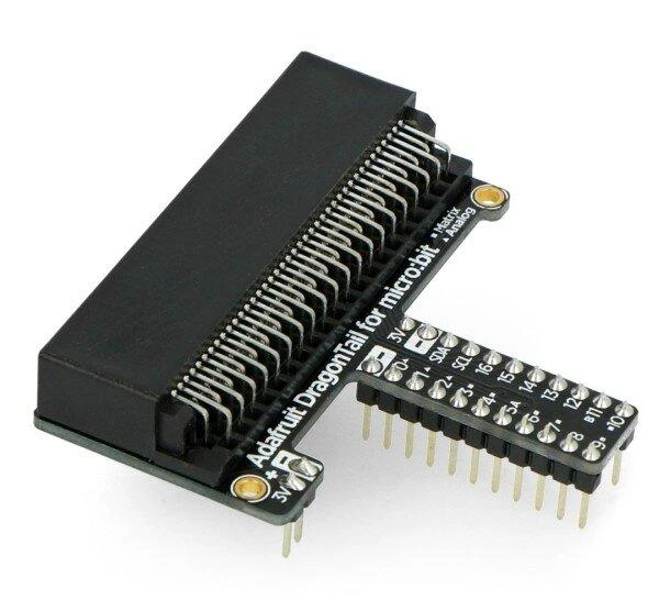 DragonTail adapteris micro:bit, T formos kontaktų išdėstymas