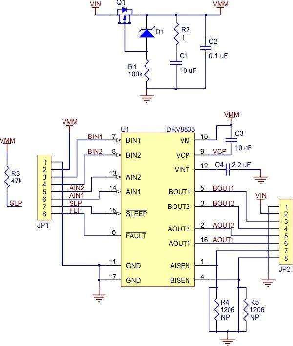 DRV8833, dviejų kanalų variklio valdiklis 10.8V/1.2A, Pololu 2130