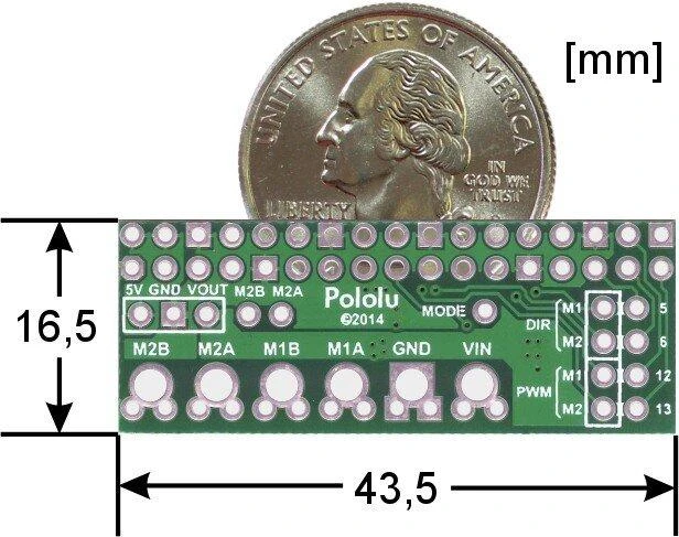 DRV8835, dviejų kanalų 11V/1.2A variklio valdiklis, Raspberry Pi priedėlis, Pololu 2753