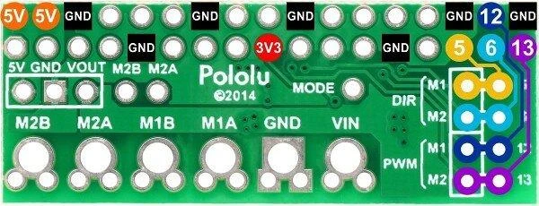 DRV8835, dviejų kanalų 11V/1.2A variklio valdiklis, Raspberry Pi priedėlis, Pololu 2753