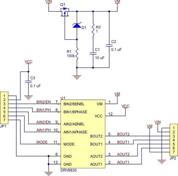 DRV8835, dviejų kanalų variklio valdiklis 11V/1.2A, Pololu 2135