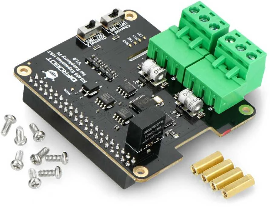 Dviejų kanalų RS485 išplėtimo priedėlis - skirtas Raspberry Pi 4B - DFRobot DFR0824