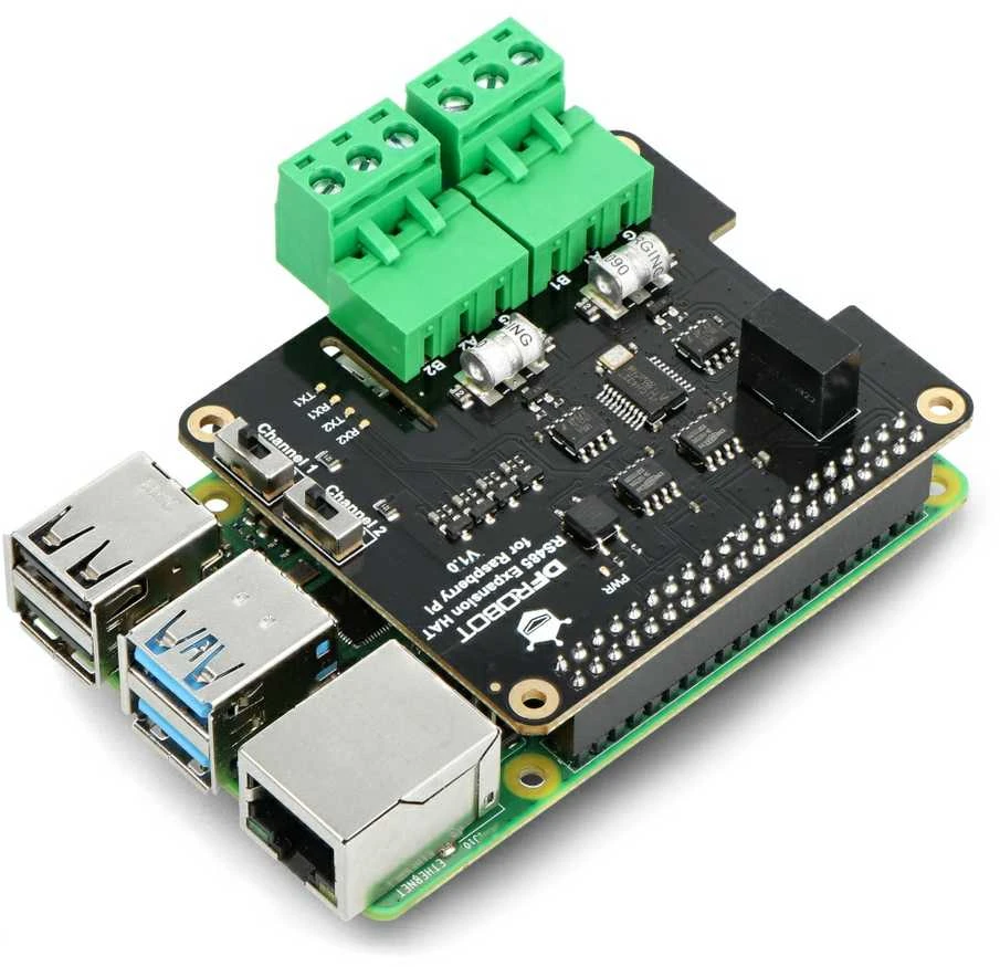 Dviejų kanalų RS485 išplėtimo priedėlis - skirtas Raspberry Pi 4B - DFRobot DFR0824