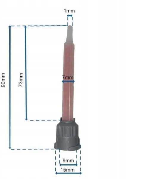 Oem Dviejų komponentų klijų antgalis - 1:1 - 90 mm - kvadratas - maišytuvas