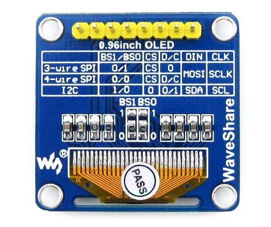 OLED modulio galinė pusė su jungčių schema