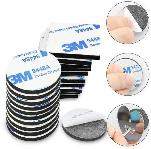 Oem Dvipusė mikroguma su klijais - 200 vnt - 1.5 mm fi-10 mm balta - 3M - lipnus putplasčio padas