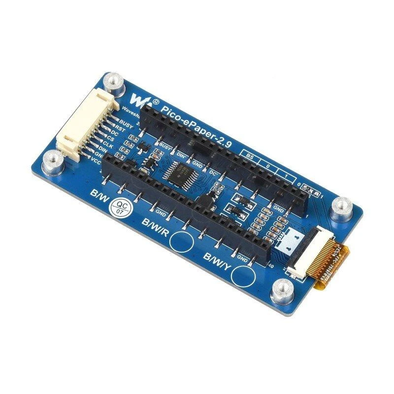 E-paper E-Ink, 2.9" 296x128px, SPI, juodas ir baltas, skirtas Raspberry Pi Pico, Waveshare 19408