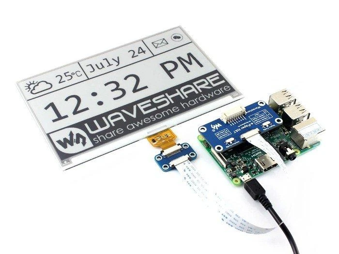 Waveshare 7.5 colių e-ink ekranas su Raspberry Pi