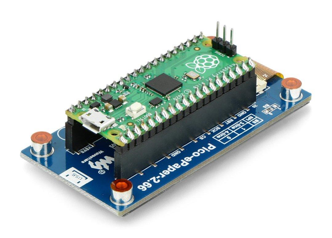 E-Paper E-Ink ekranas 2.66'' 296x152px - SPI - 2 spalvos - Raspberry Pi Pico - Waveshare 20052