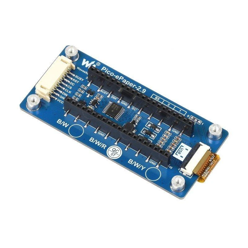 E-Paper E-Ink ekranas 2.9” 296x128px, SPI, 3 spalvų, skirtas Raspberry Pi Pico, Waveshare 19607