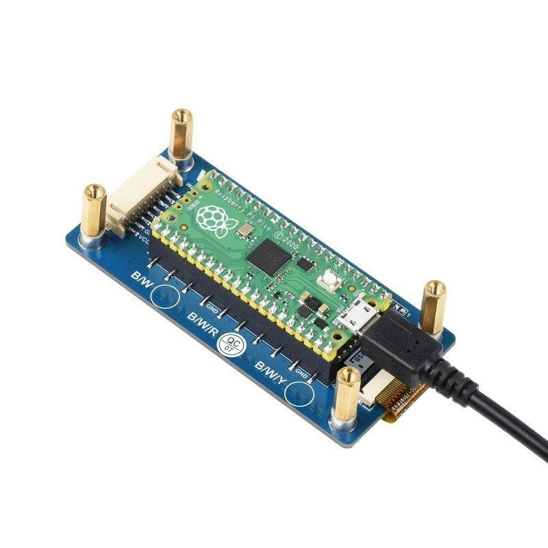 Waveshare E-Paper modulis su prijungtu Raspberry Pi Pico
