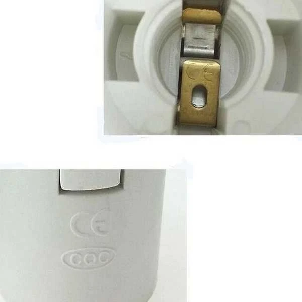 Oem E14 lizdas su lygia striuke - balta - Plastikinis lizdas