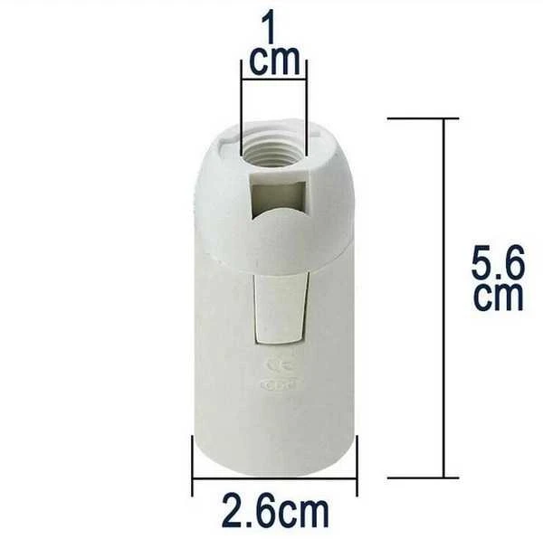 Oem E14 lizdas su lygia striuke - balta - Plastikinis lizdas