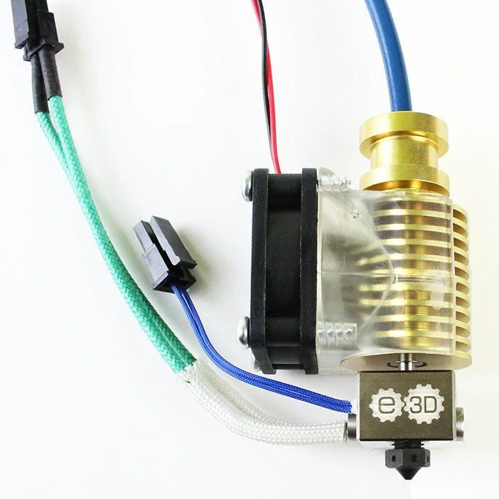 E3D V6 Gold Edition komplektacija su laidais ir ventiliatoriumi