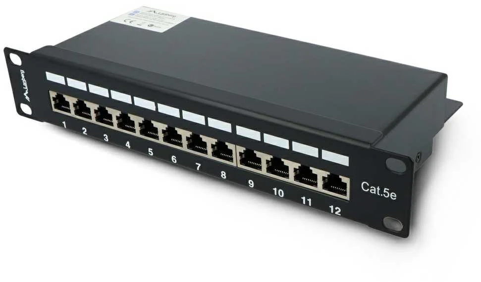 LANBERG PPF5-9012-B Lanberg Patch Panel 10, 12 port 1U, cat.5e, juodas