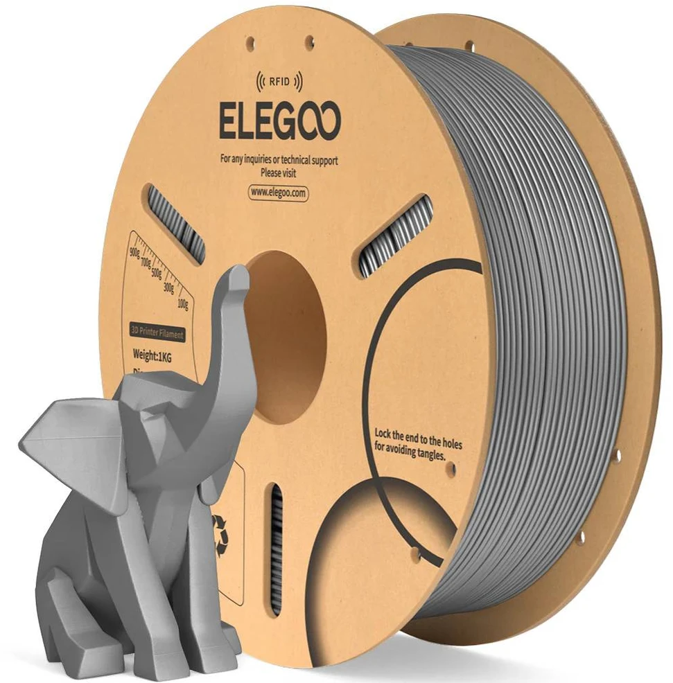 Elegoo PLA filamentas 1.75mm 1kg - RFID - pilkas