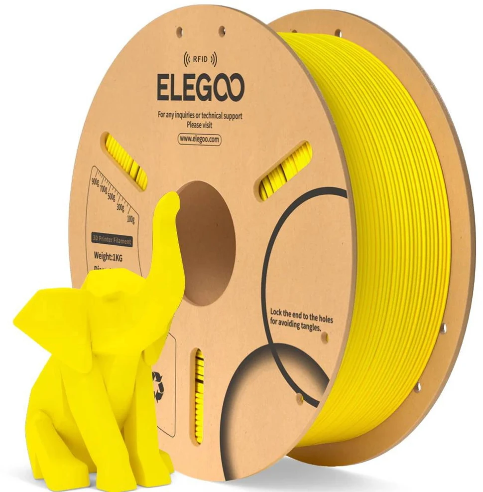Elegoo PLA filamentas 1.75mm 1kg - RFID - Geltonas