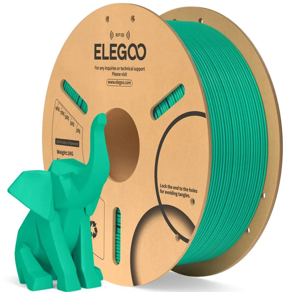 Elegoo PLA filamentas 1.75mm 1kg - RFID - Jūros žalia