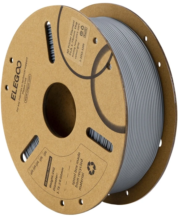 Elegoo PLA 1.75 mm 1 kg pilkas plastikas 3D spausdinimui
