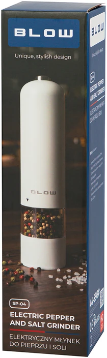 Elektrinė druskos ir pipirų malūnėlė BLOW SP-04 balta