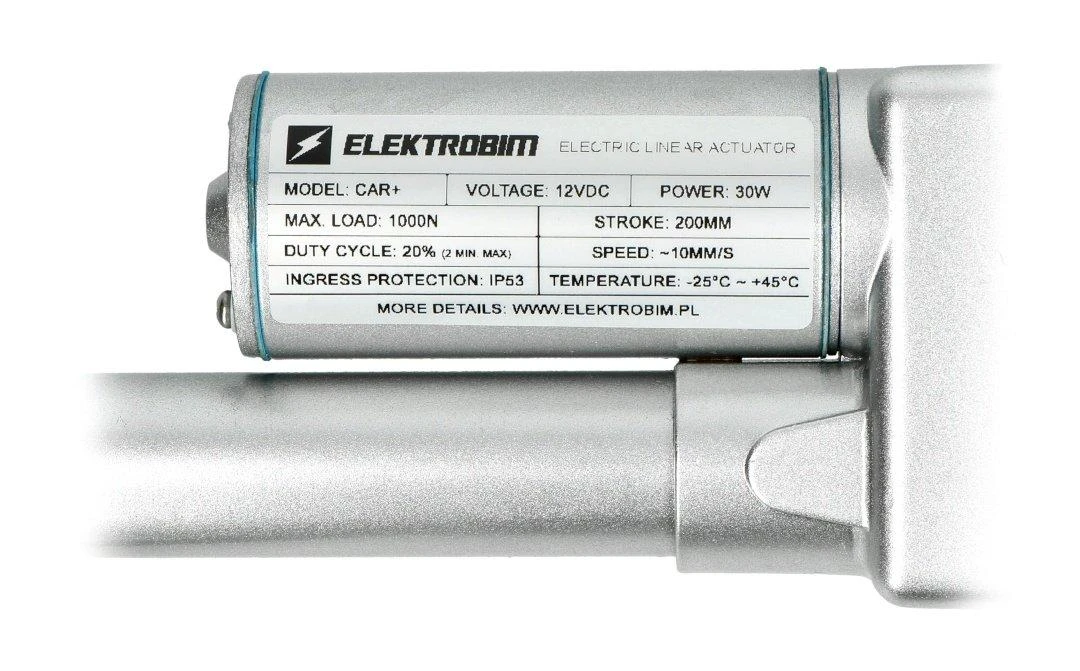 Elektrobim Elektrinė pavara CAR + 1000N 10mm / s 12V - eiga 20 cm