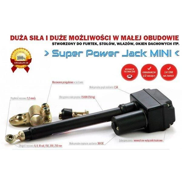 Elektrobim Linijinė pavara Super Power Jack Mini 1000N 5.4mm/s 12V - 15cm eiga
