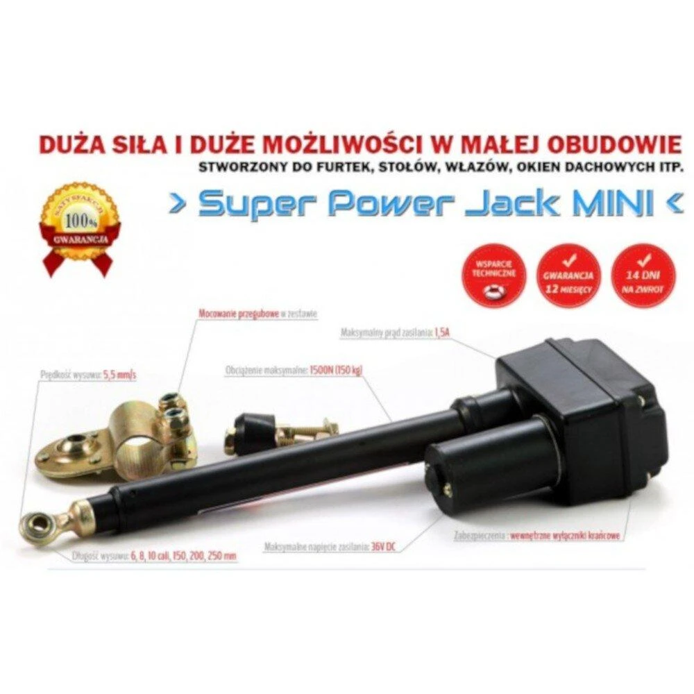 Elektrobim Linijinė pavara Super Power Jack Mini 1000N 5.4mm/s 12V - 20cm eiga