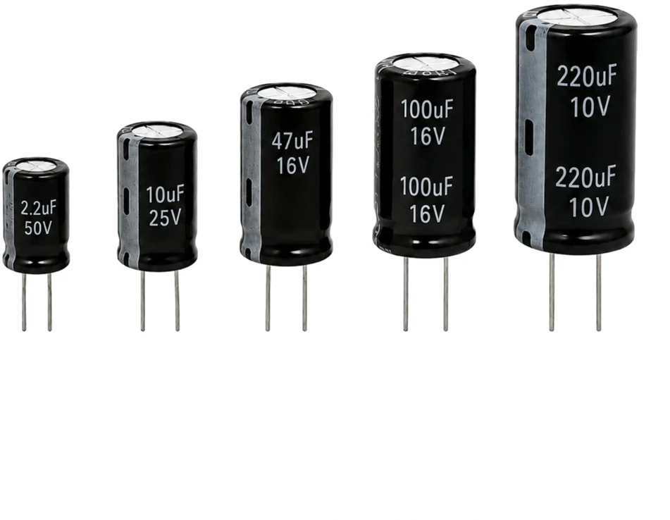 Elektrolitinių kondensatorių rinkinys - 120 vnt, - 12 reikšmių tipų