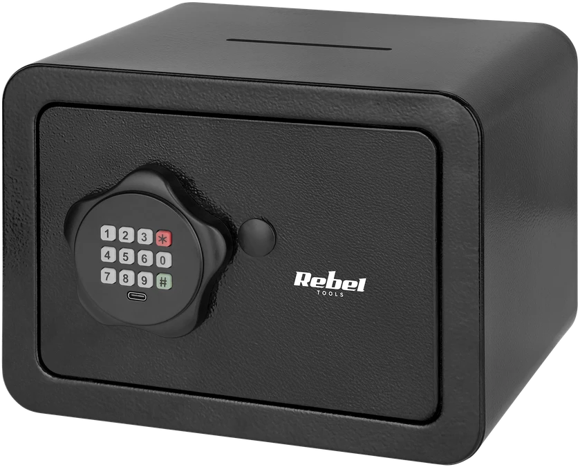Sejf/ Elektroninis namų seifas su PIN kodu ir raktu – „Rebel RB-7001“ pinigų ir dokumentų seifas