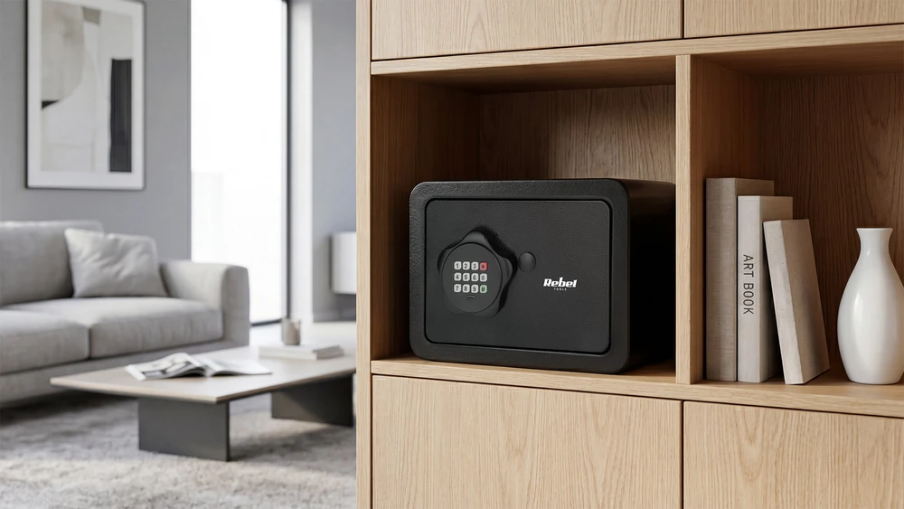Sejf/ Elektroninis namų seifas su PIN kodu ir raktu – „Rebel RB-7001“ pinigų ir dokumentų seifas