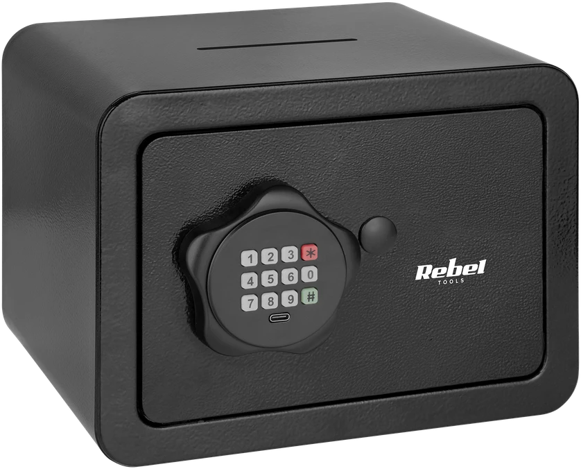 Sejf/ Elektroninis namų seifas su PIN kodu ir raktu – „Rebel RB-7001“ pinigų ir dokumentų seifas