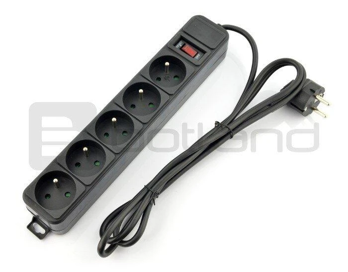 Prailgintuvas Akyga AK-SP-05B - juodas - 5 lizdai - 3m