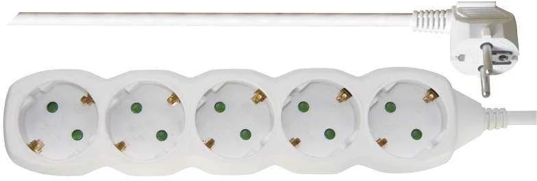 Emos Ilgiklis 5 lizdų 5.0m su įžeminimu (baltas) 1.5mm²
