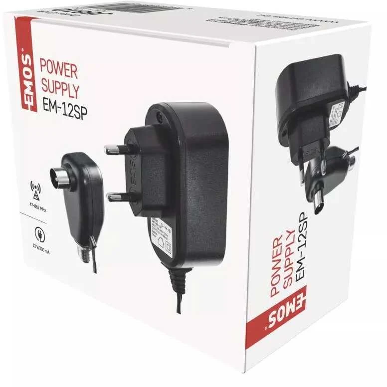 Emos TV antenai maitinimo šaltinis 12V 0.3A, sieninis, stabilizuotas su TV kištukas - F lizdais