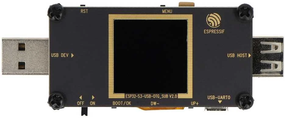 ESP32-S3-USB-OTG plokštė su LCD ekranu ir USB jungtimis
