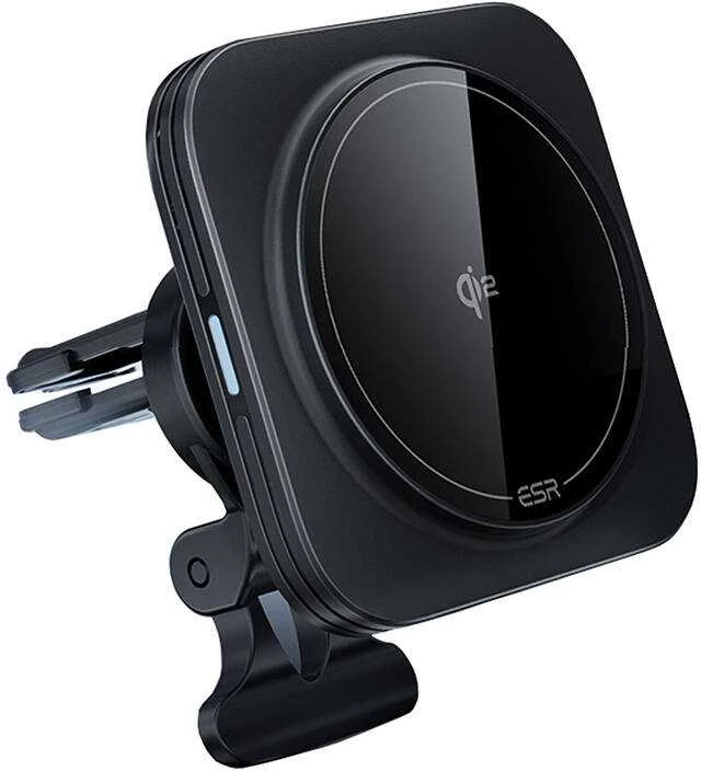 Magnetinis automobilinis telefono laikiklis su 15W MagSafe belaidžiu įkrovimu panelei / oro grotelėms ESR Halolock QI2 juodos spalvos