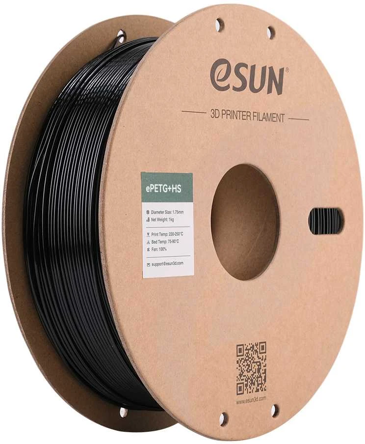 eSun ePETG + didelio greičio 1kg 1,75 mm - vientisas juodas