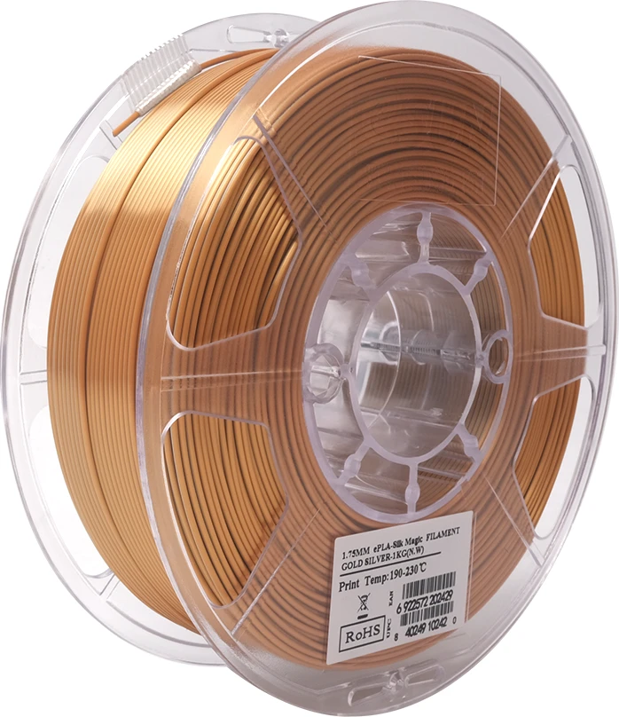 eSun ePLA-Silk Magic - Dual Colors plastikas 1kg 1.75mm - Gold/Sidabrinis