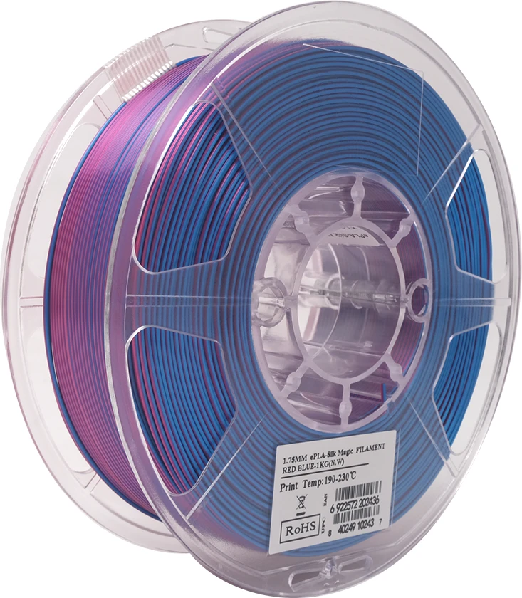 eSun ePLA-Silk Magic plastikas 1kg 1.75mm - Raudona/Mėlyna