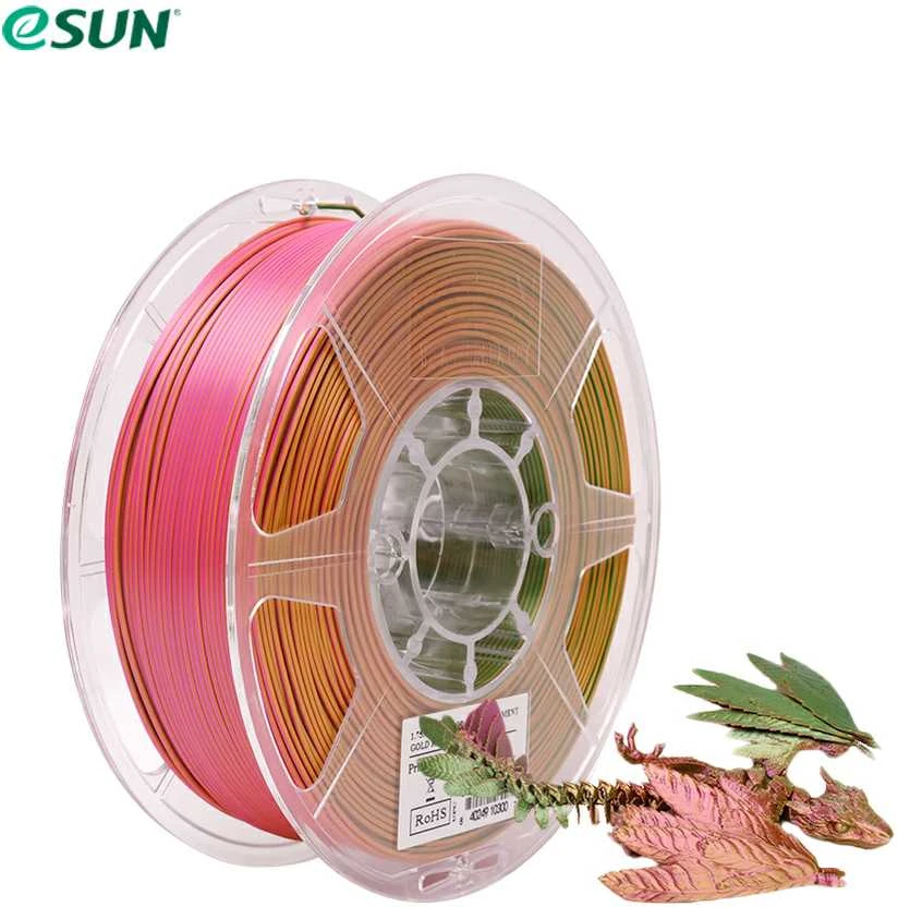 eSun EPLA-SILK MYSTIC plastikas 1kg 1.75mm - Gold/Raudona/Žalias