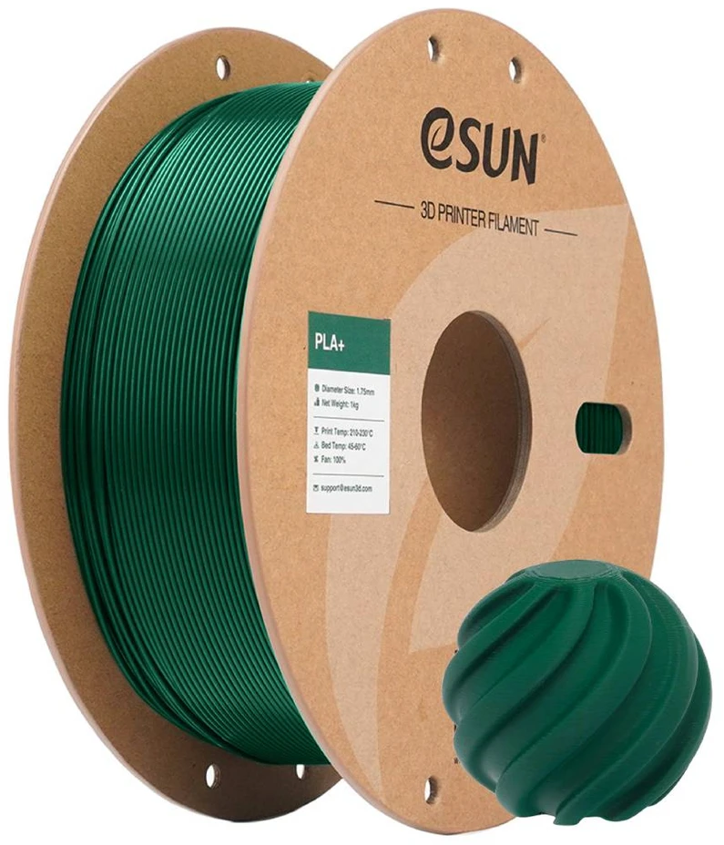 eSUN PLA+ gija: 1kg ritė su pavyzdiniu objektu