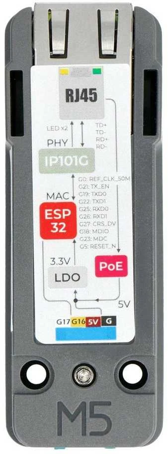 Ethernet ryšio modulis su PoE prievadu - ESP32 - M5Stack kūrimo modulių išplėtimo blokas