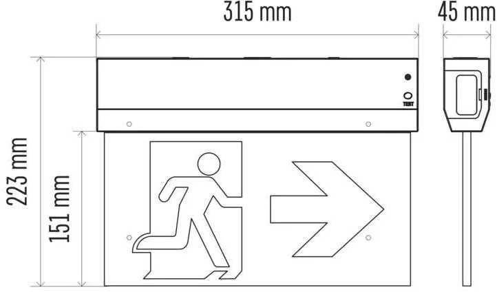 Evakuacinis avarinis šviestuvas EXIT, LED 230V AC 3W 30lm 3val., su baterija, EMOS