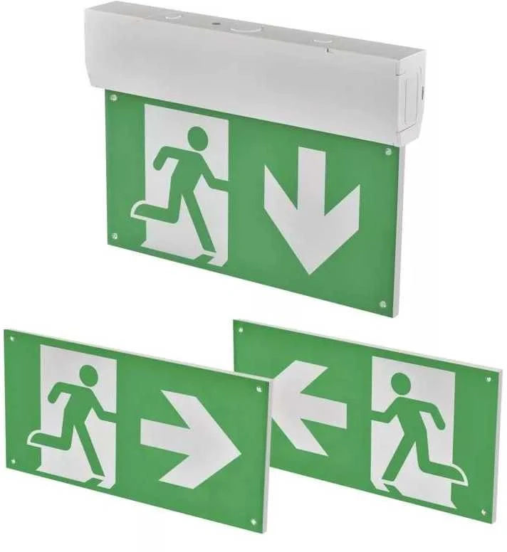 Sieninis šviestuvas Evakuacinis avarinis šviestuvas EXIT, LED 230V AC 3W 30lm 3val., su baterija, EMOS