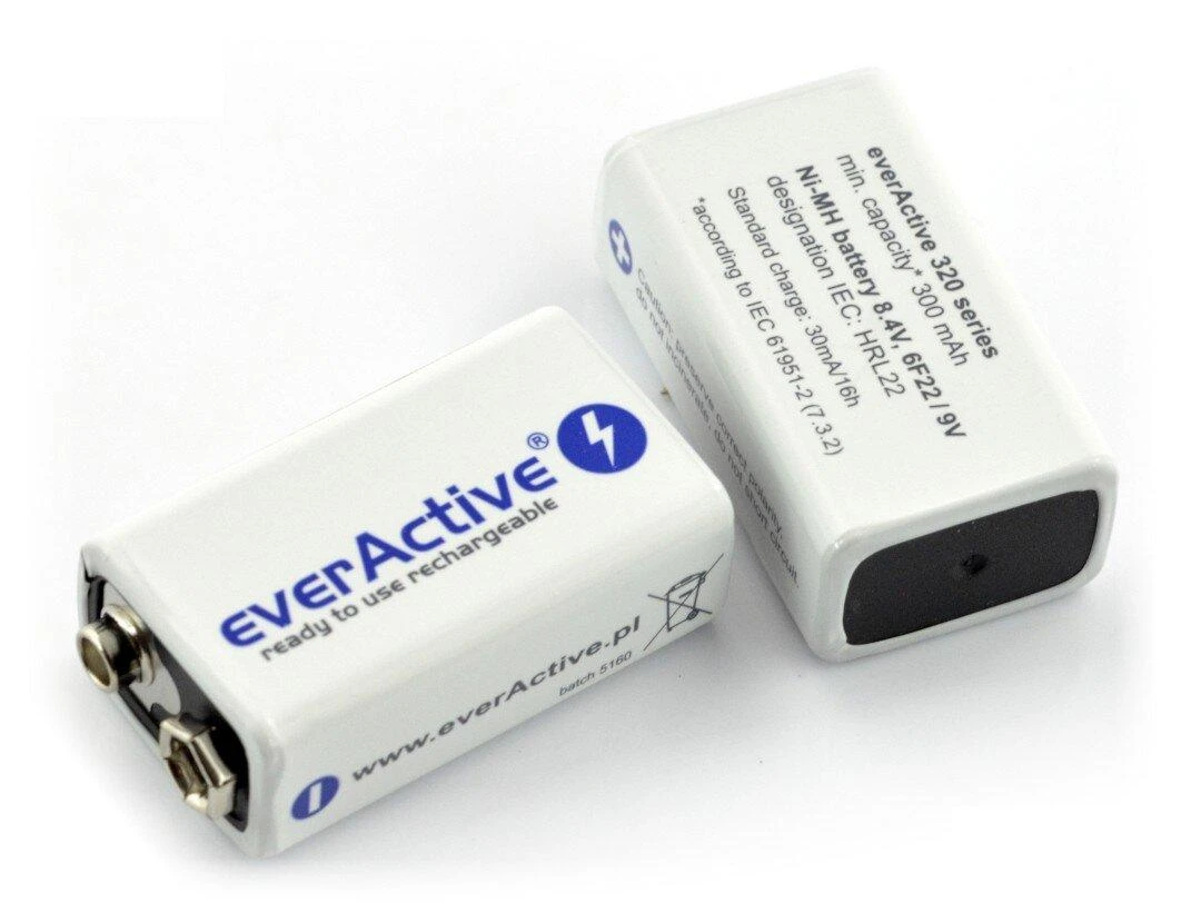 everActive Professional paruoštas naudojimui 9V 320mAh akumuliatorius, 1 vnt.